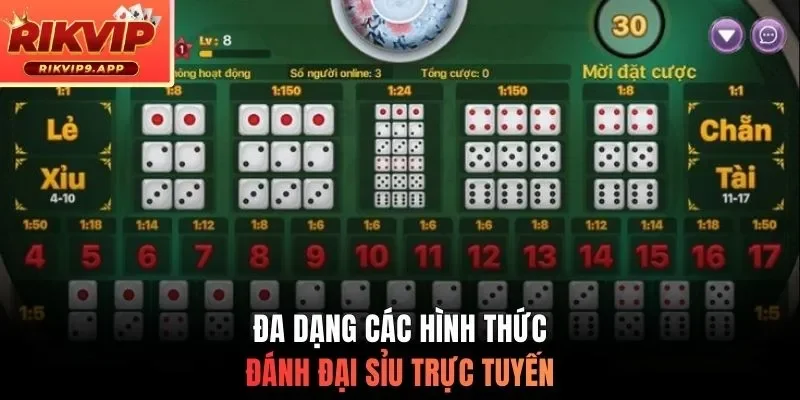 Đa dạng các hình thức đánh tài xỉu trực tuyến